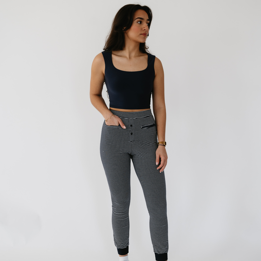 Striped Cotton Leggings with Secret Pockets