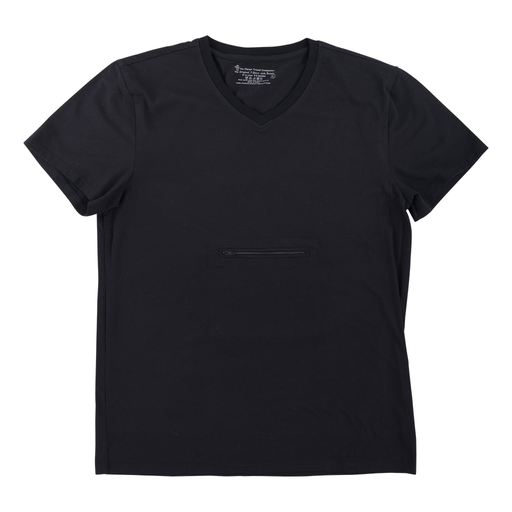 V-neck T-shirt with secret pocket