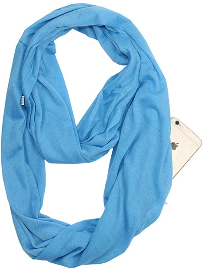 Infinity Lightweight Travel Scarf with Secret Zipper Pocket