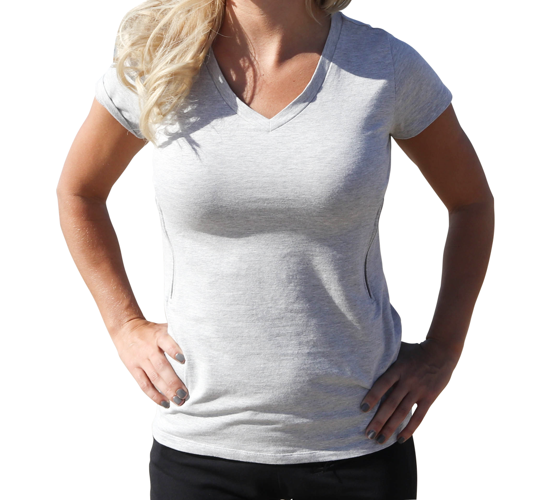 V-neck T-shirt with secret pocket