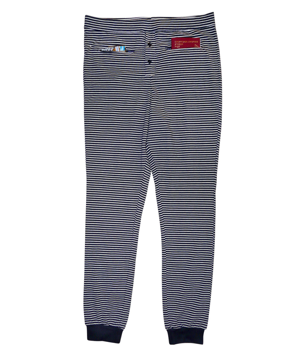 Unisex Striped Cotton Long Johns with Secret Pockets