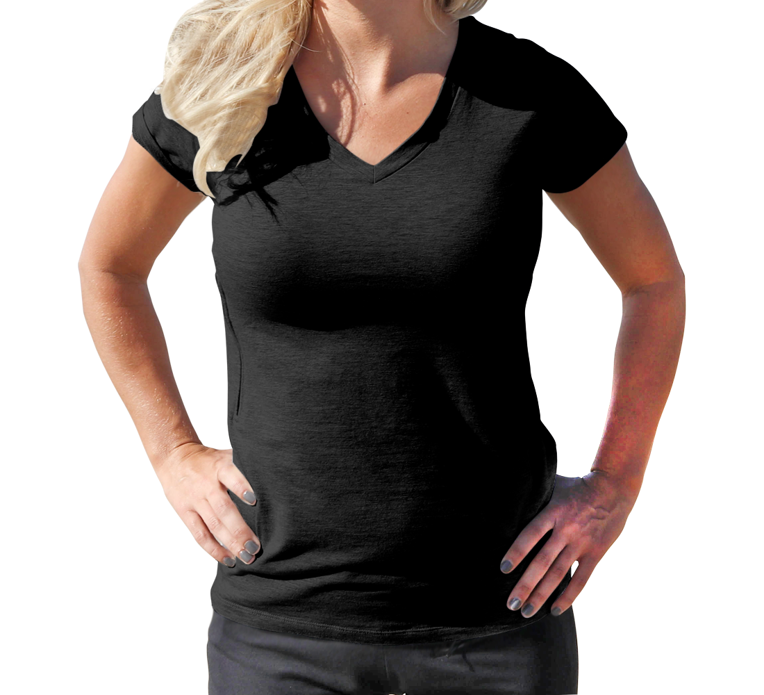 Women's Fitted V-neck T-shirt with 2 pockets