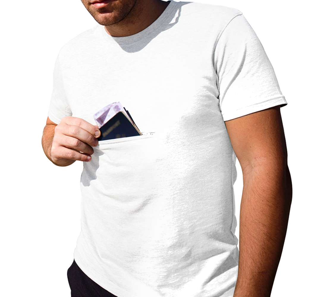 Travel safety gear: T-shirt with secret pocket to hide your
