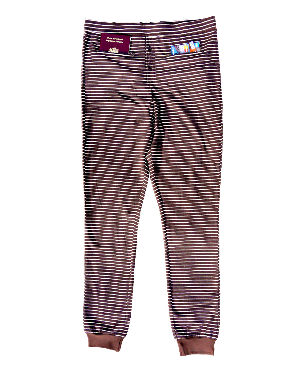 Unisex Striped Cotton Long Johns with Secret Pockets