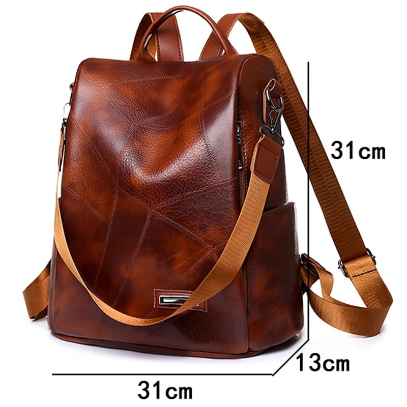 Luxury Designer High Quality Leather Ladies Backpack Solid Color