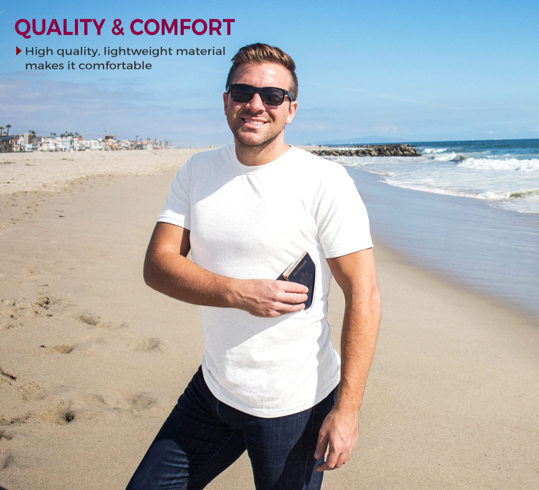 Crew Neck T-shirt with 2 secret zipper pockets