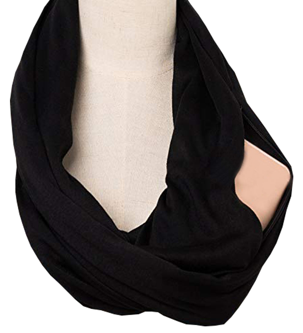 Infinity Lightweight Travel Scarf with Secret Zipper Pocket
