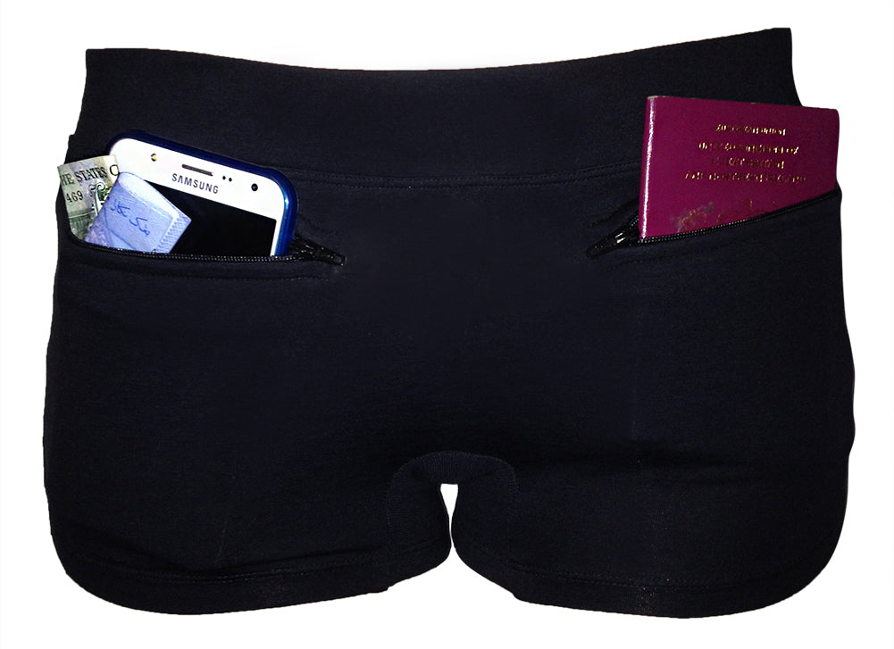 Zipper Anti-theft Underwear with Pocket Ladies Modal Cotton Triangular Belt  Wallet Mid-Waist Pants with Pockets