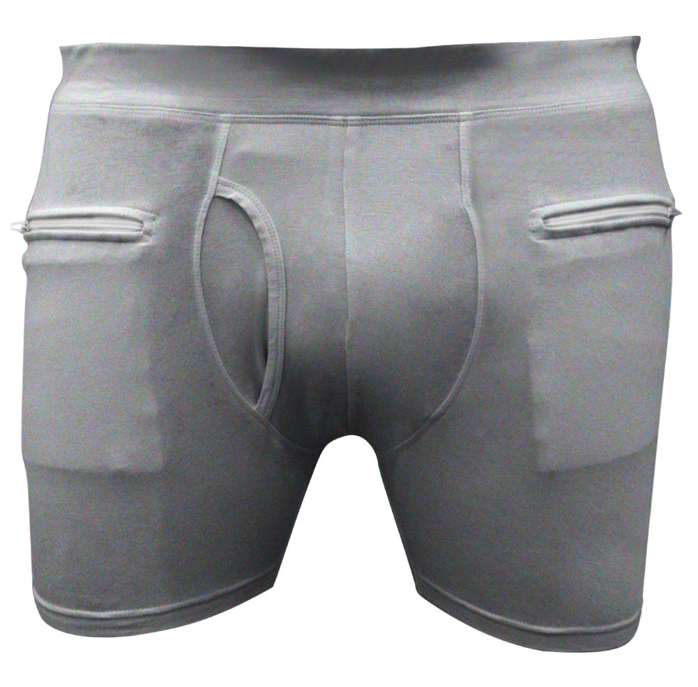 Fashion Men's Pockets Underwear Anti-theft Briefs Boxer ,two Zippers Pockets  Cotton