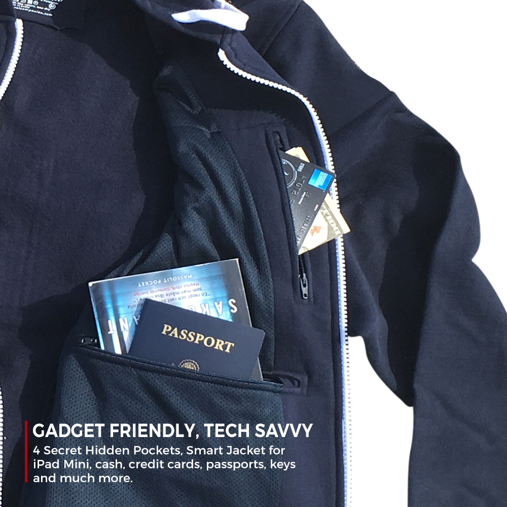 Travel hoodie with hidden pockets best sale