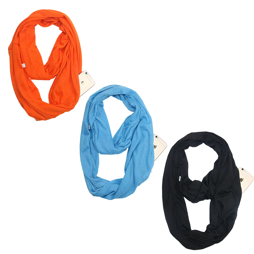 Infinity Lightweight Travel Scarf with Secret Zipper Pocket