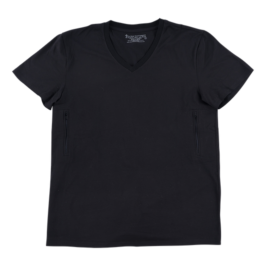 Unisex V Neck Tee Shirt with 2 Secret Hidden Pockets