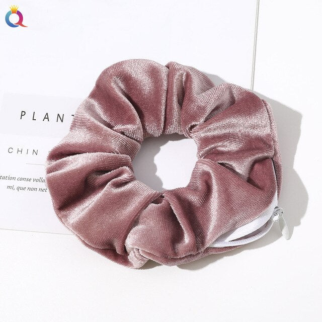 Velvet Scrunchie with Hidden Pocket