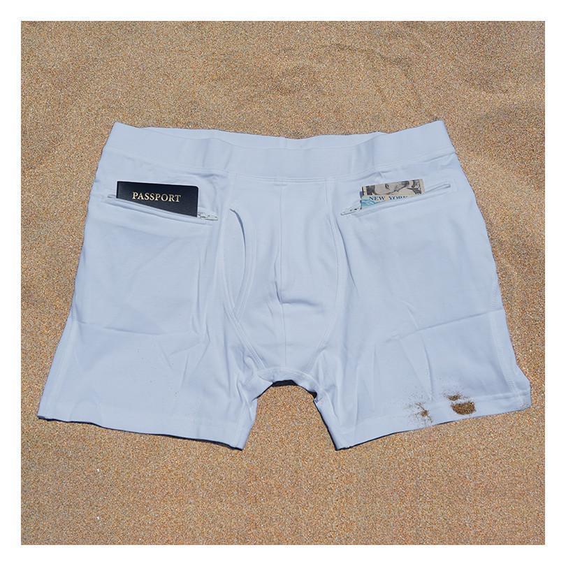 Men's Cotton Boxer Briefs with Secret Pockets