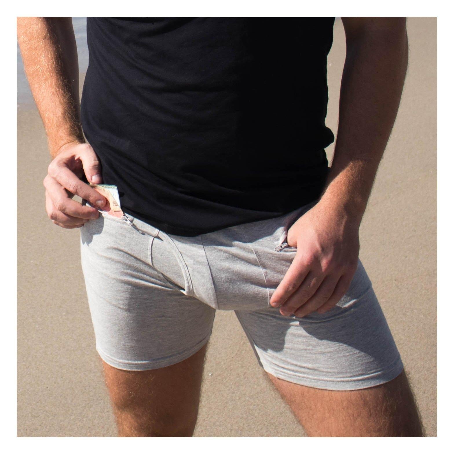 Men's underwear with hidden safety pockets - theft protection gear